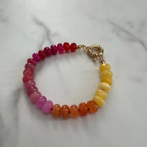 Juicy Ombre Jade Bead Bracelet Gold Filled Clasp